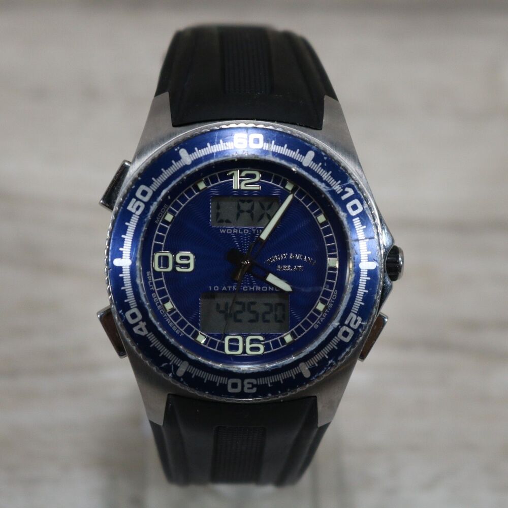 Tommy Bahama RLX1009 Chronograph Watch – Pre-Owned, New Battery, Round, Blue